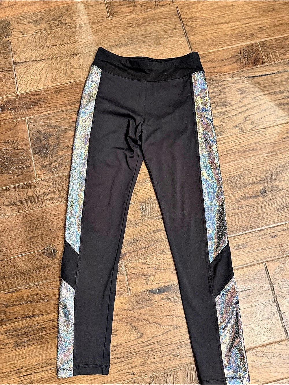 Justice Girls' Black Multicolor Panel Leggings Size 12 Like New